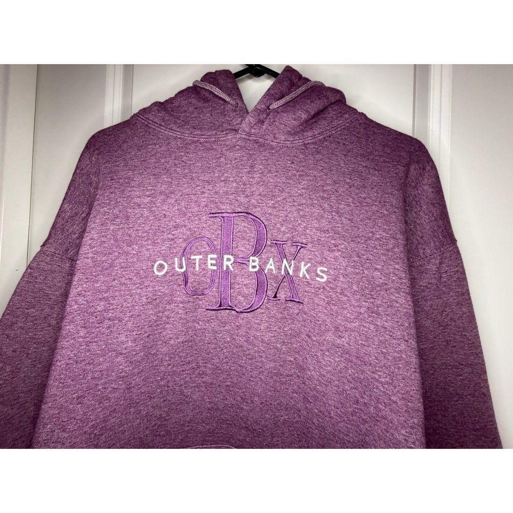 Vintage 90's Outer Banks Embroidered Graphic Purple Soft Hoodie Size Men's 2XL